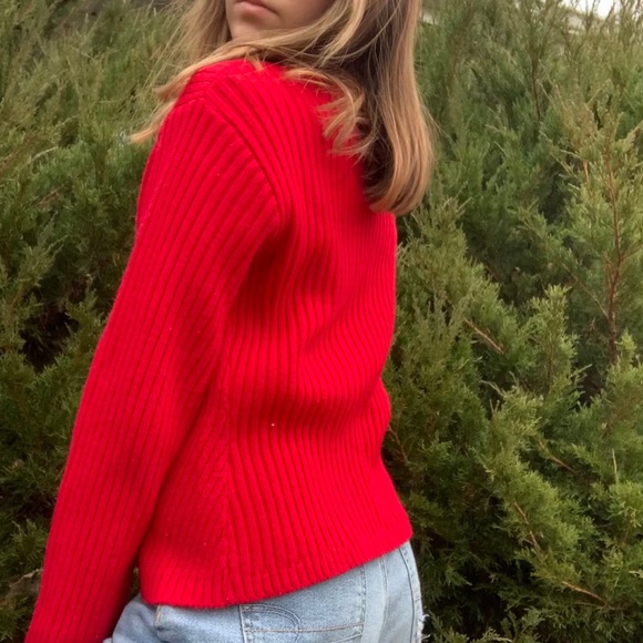 red zip up cardigan - Picture 2 of 5